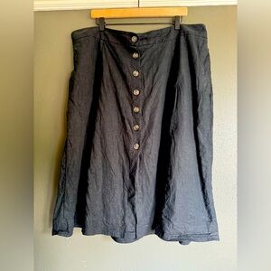Universal Thread Button Linen Skirt Black- 1X